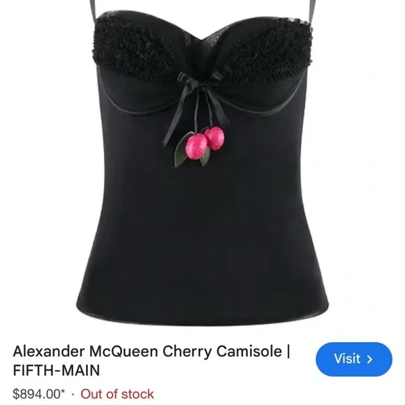 Vintage 2003 Alexander McQueen Irere Mesh Knit Leather Cherry Camisole - Picture 6 of 6